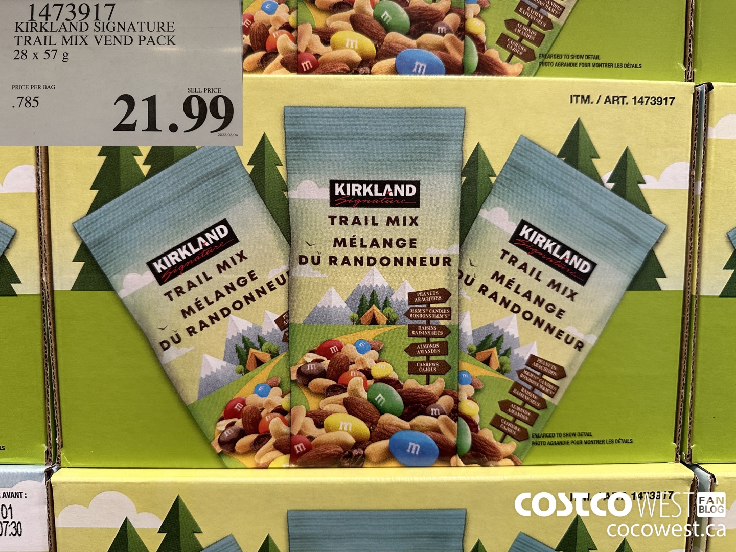 1473917 KIRKLAND SIGNATURE TRAIL MIX VEND PACK 28 x 57 g $21.99