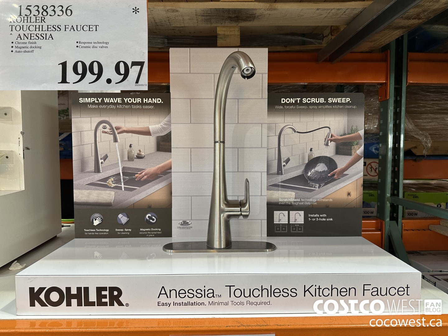 1538336 KOHLER TOUCHLESS FAUCET ANESSIA $199.97