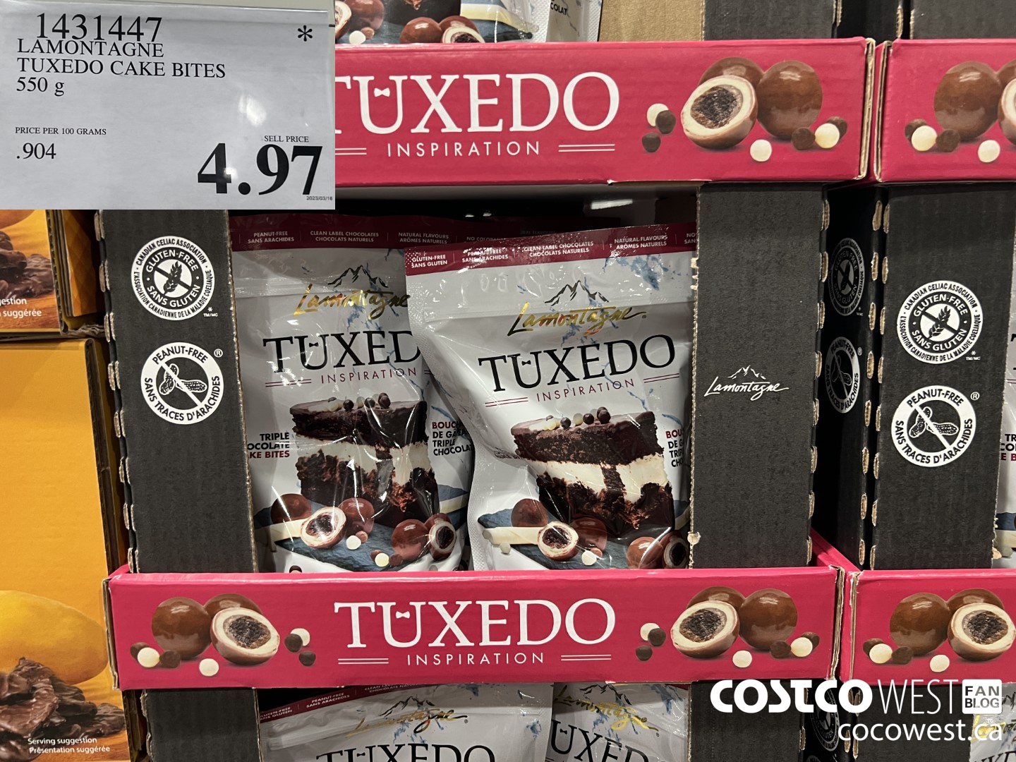 1431447 LAMONTAGNE TUXEDO CAKE BITES 550 g $4.97