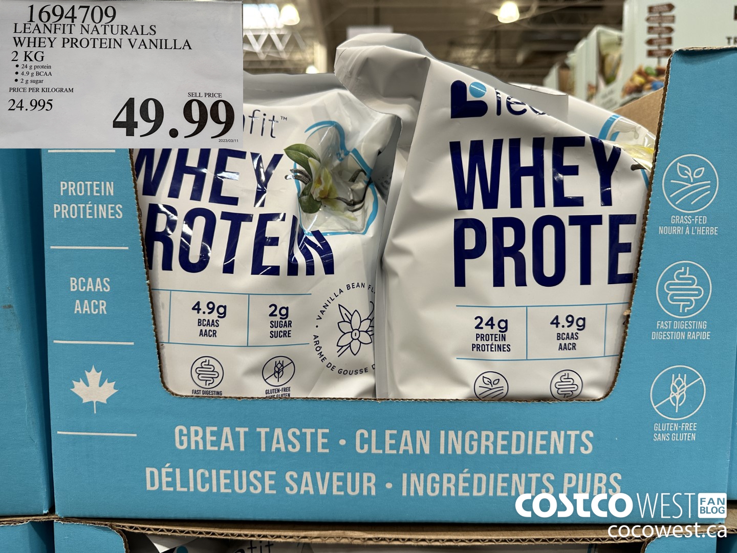 1694709 LEANFIT NATURALS WHEY PROTEIN VANILLA 2 KG $49.99