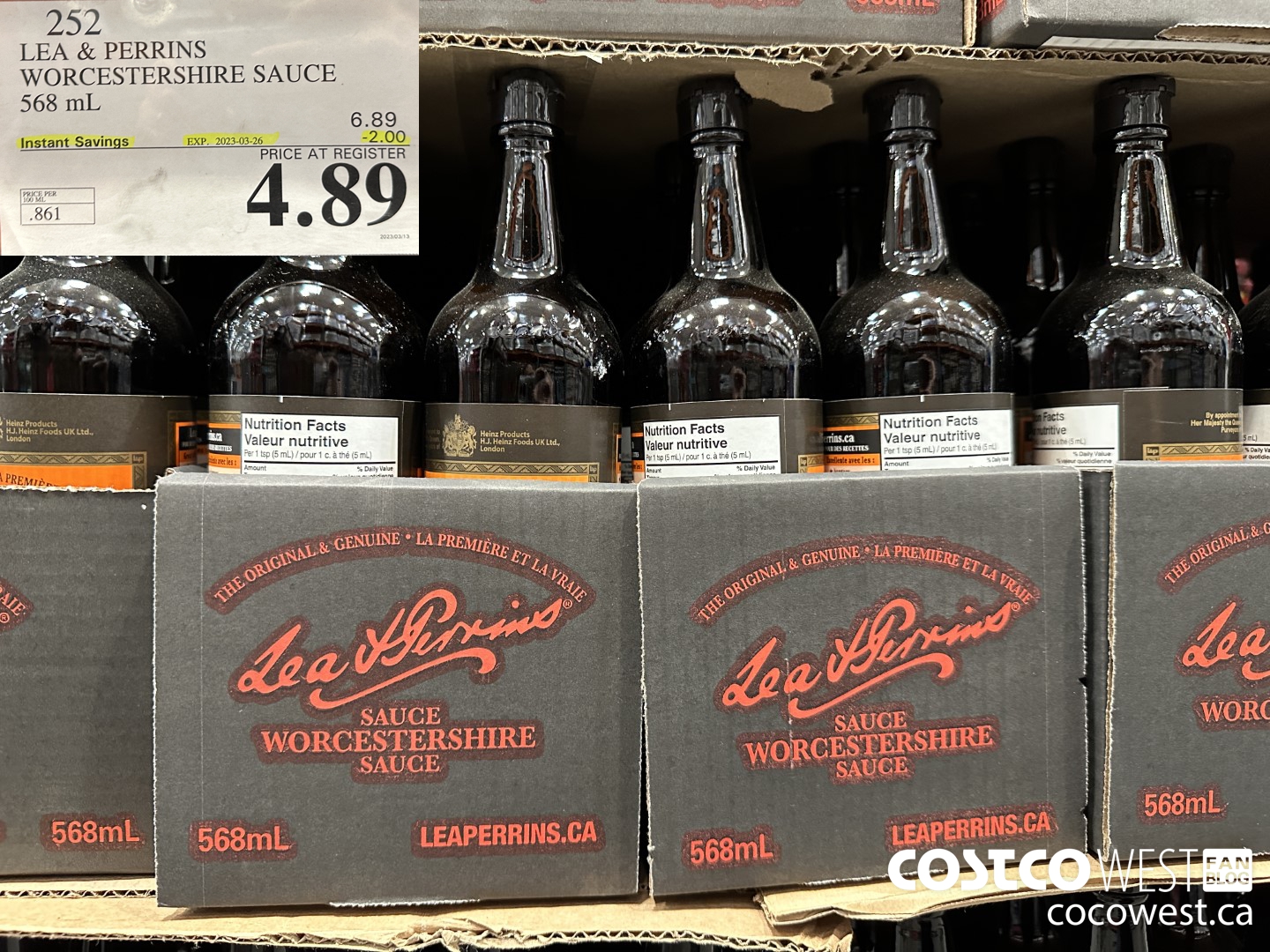 252 LEA & PERRINS WORCESTERSHIRE SAUCE 568 ML ($2.00 INSTANT SAVINGS EXPIRES ON 2023-03-26) $4.89