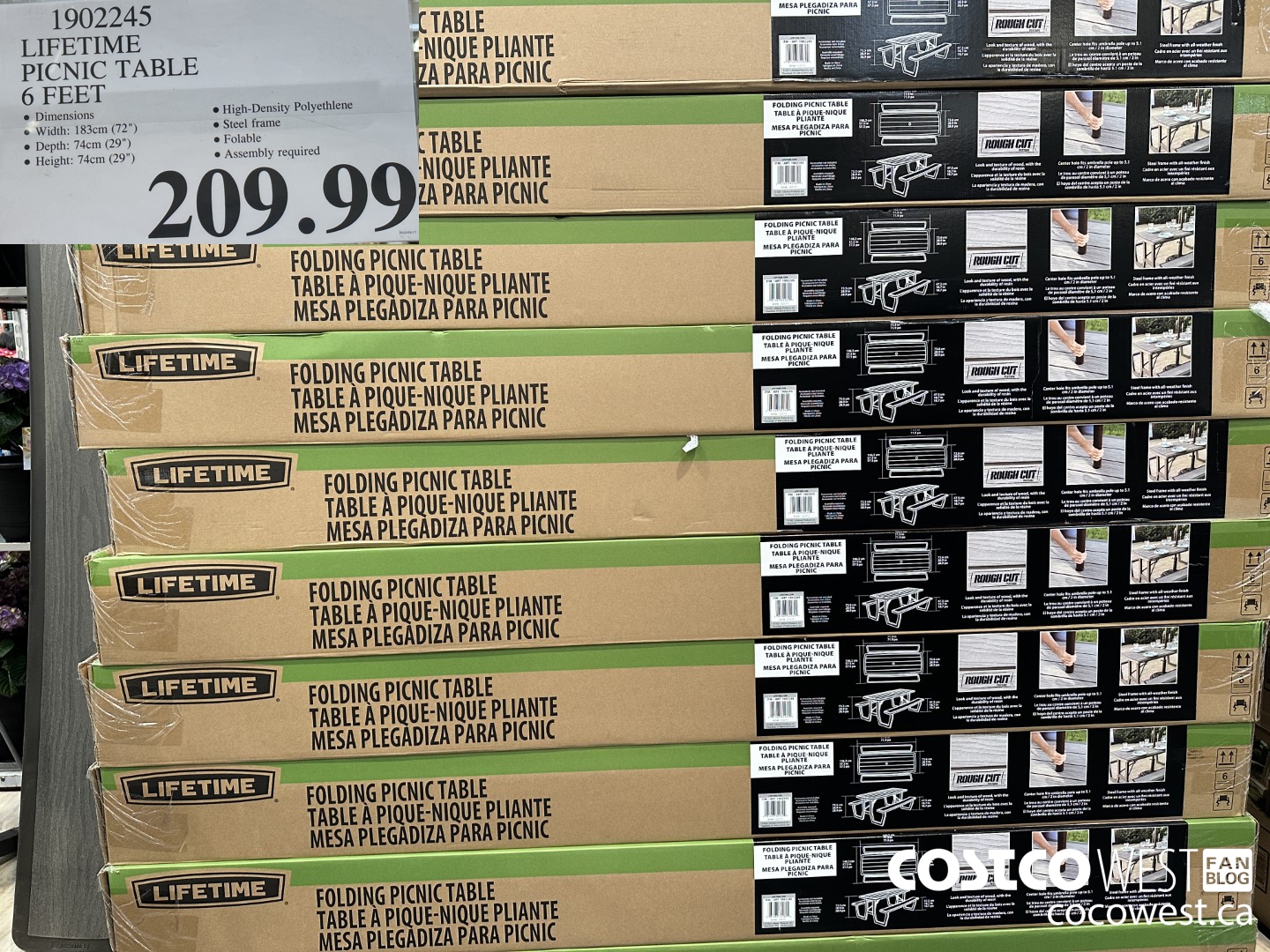 1902245 LIFETIME PICNIC TABLE 6 FEET $209.99