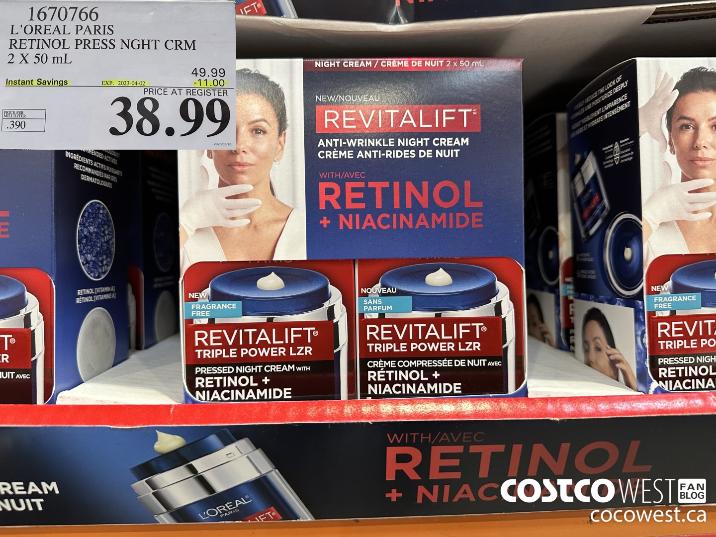 1670766 L'OREAL PARIS RETINOL PRESS NGHT CRM 2 X 50 ML ($11.00 INSTANT SAVINGS EXPIRES ON 2023-04-02) $38.99