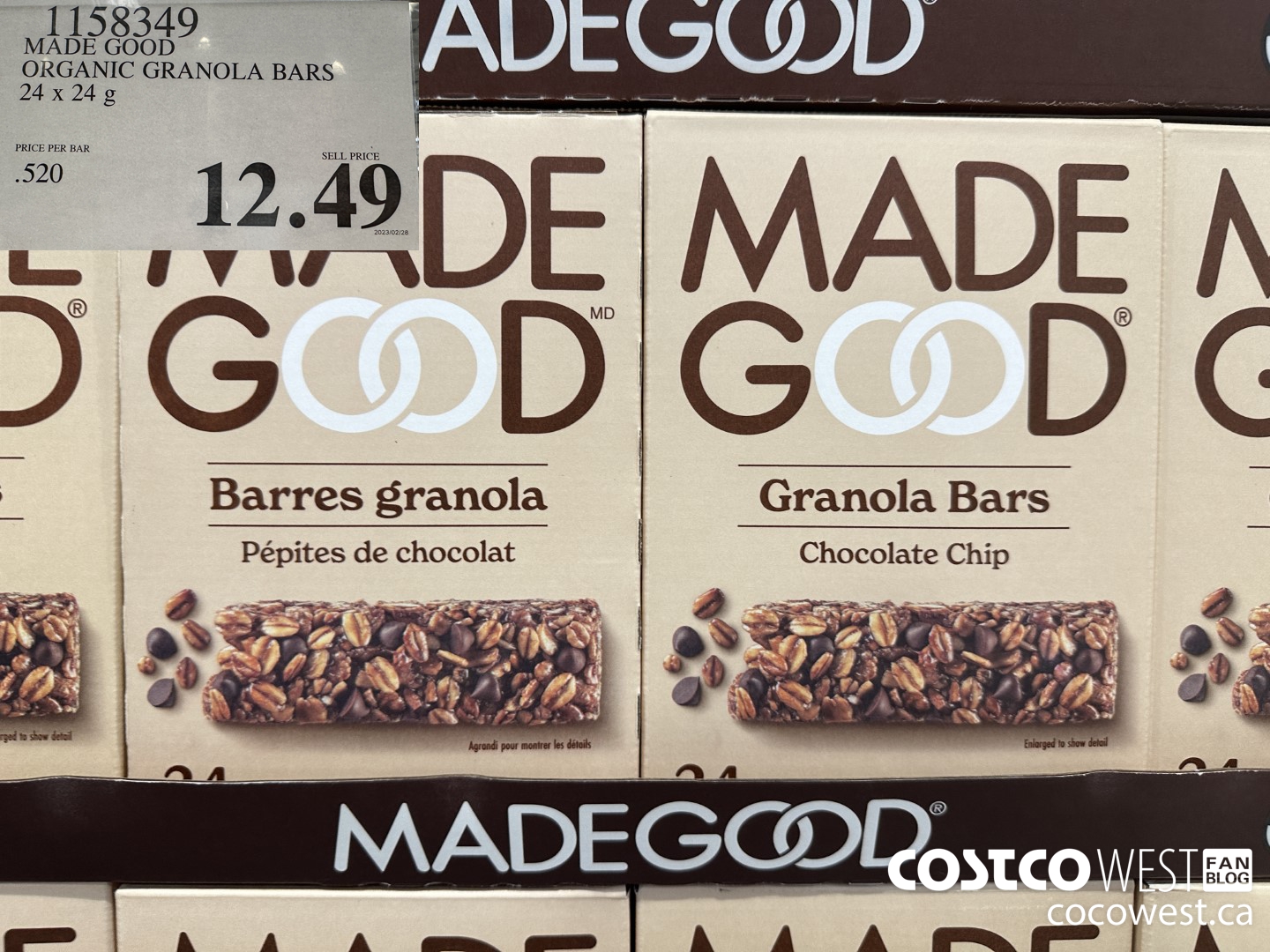 1158349 MADE GOOD ORGANIC GRANOLA BARS 24 x 24g $12.49
