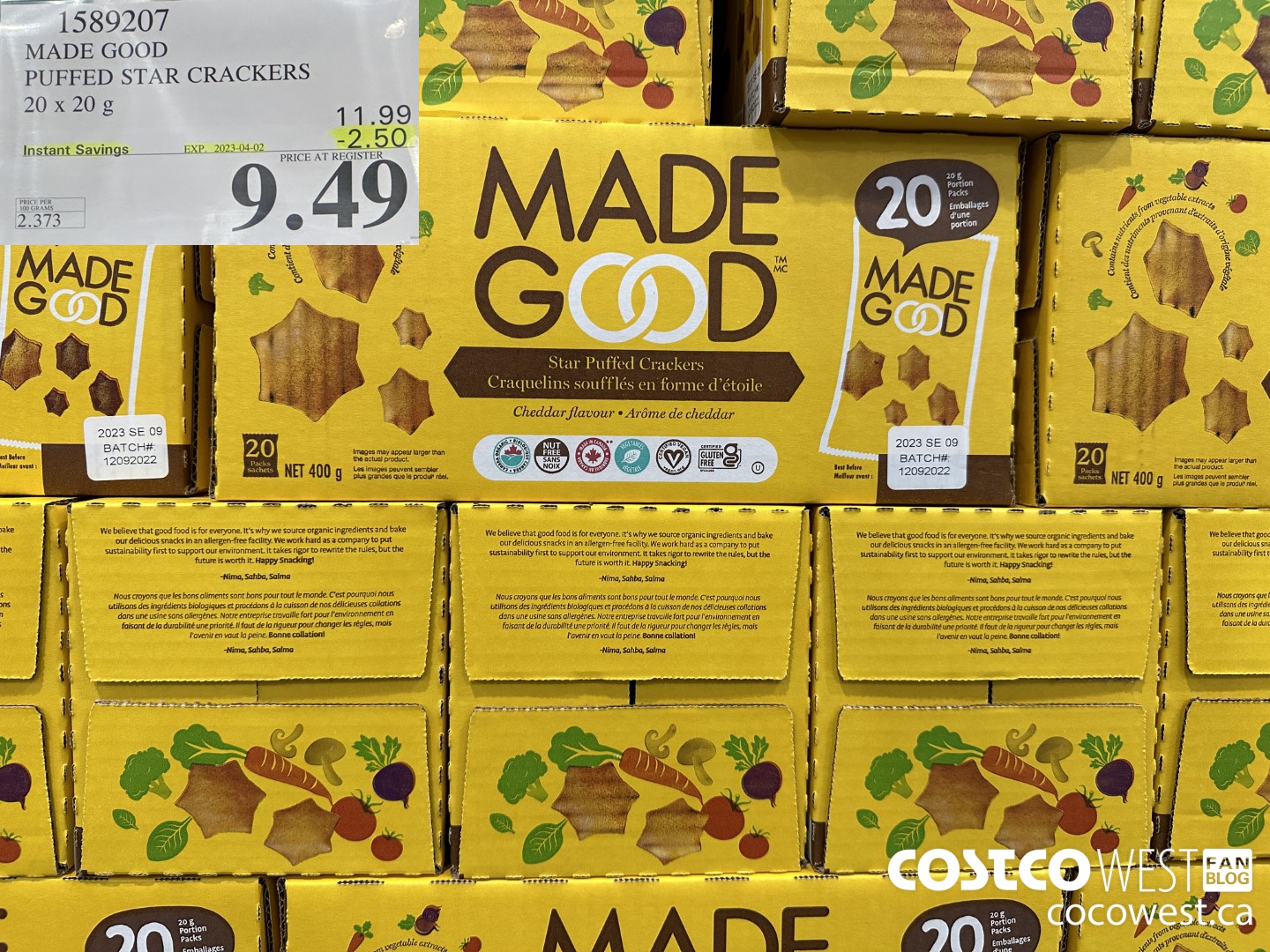 1589207 MADE GOOD PUFFED STAR CRACKERS 20 x 20 g ($2.50 INSTANT SAVINGS EXPIRES ON 2023-04-02) $9.49