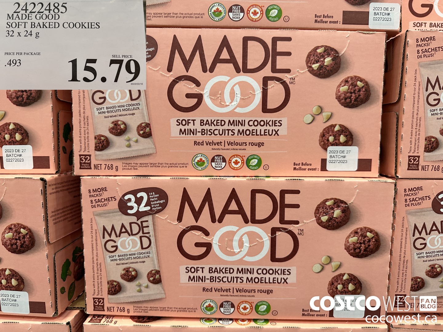 2422485 MADE GOOD SOFT BAKED COOKIES 32 x 24 g $15.79