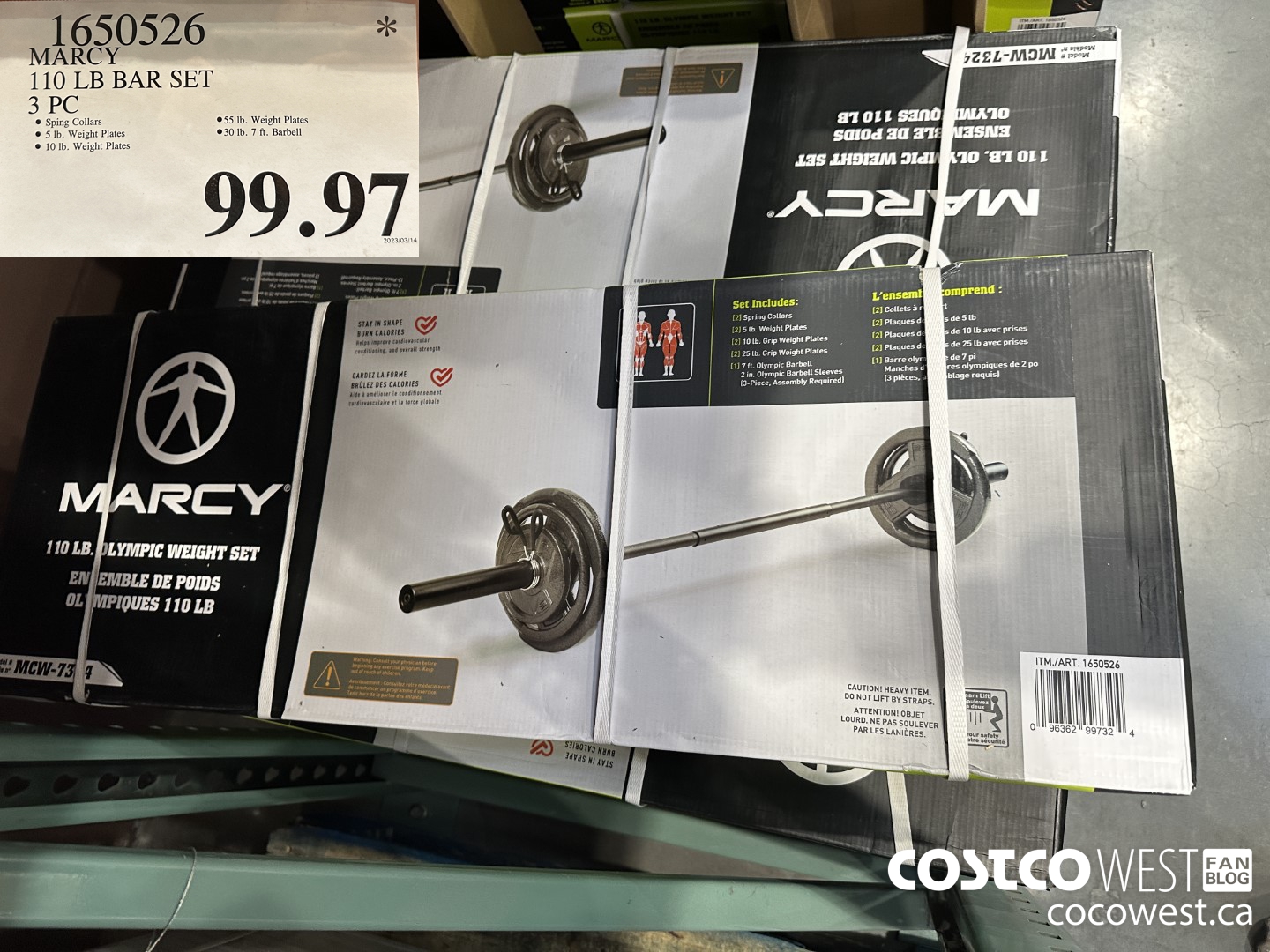 1650526 MARCY 110 LB BAR SET 3 PC $99.97