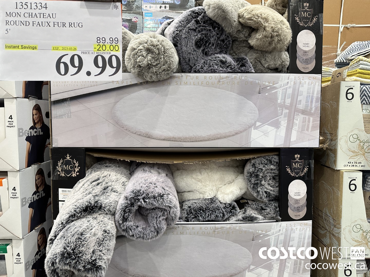 1351334 MON CHATEAU ROUND FAUX FUR RUG 5' ($20.00 INSTANT SAVINGS EXPIRES ON 2023-03-26) $69.99