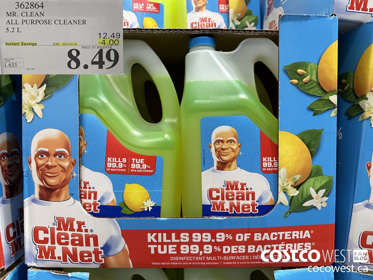 362864 MR. CLEAN ALL PURPOSE CLEANER 5.2 L ($4.00 INSTANT SAVINGS EXPIRES ON 2023-03-26) $8.49