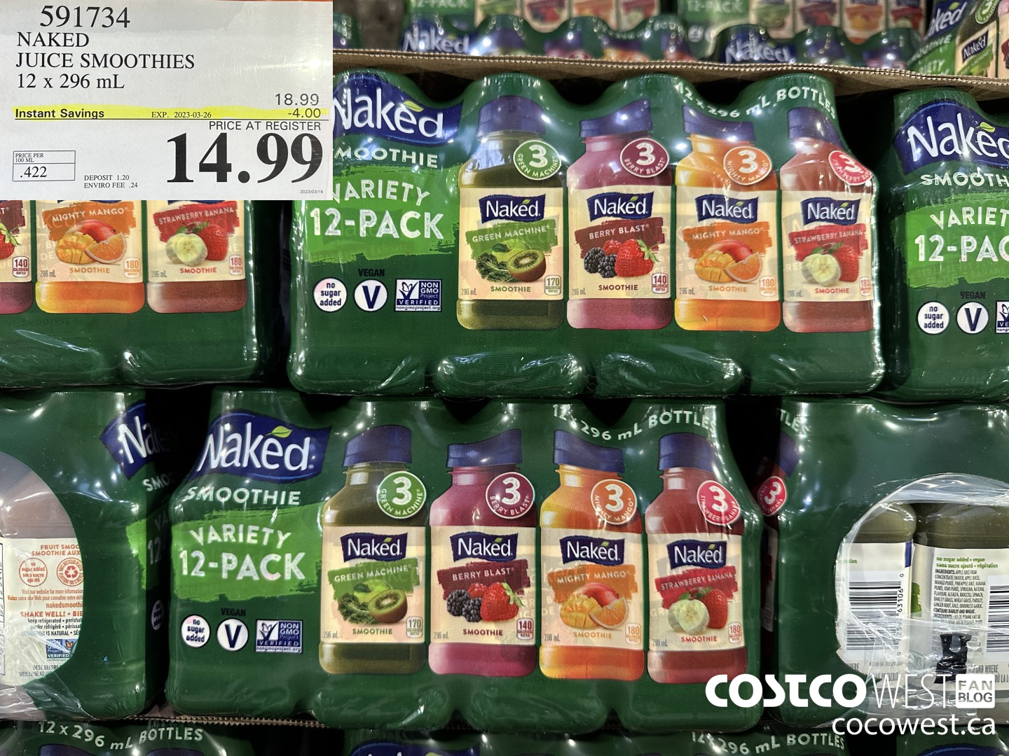 591734 NAKED JUICE SMOOTHIE 12 x 296 mL ($4.00 INSTANT SAVINGS EXPIRES ON 2023-03-26) $14.99