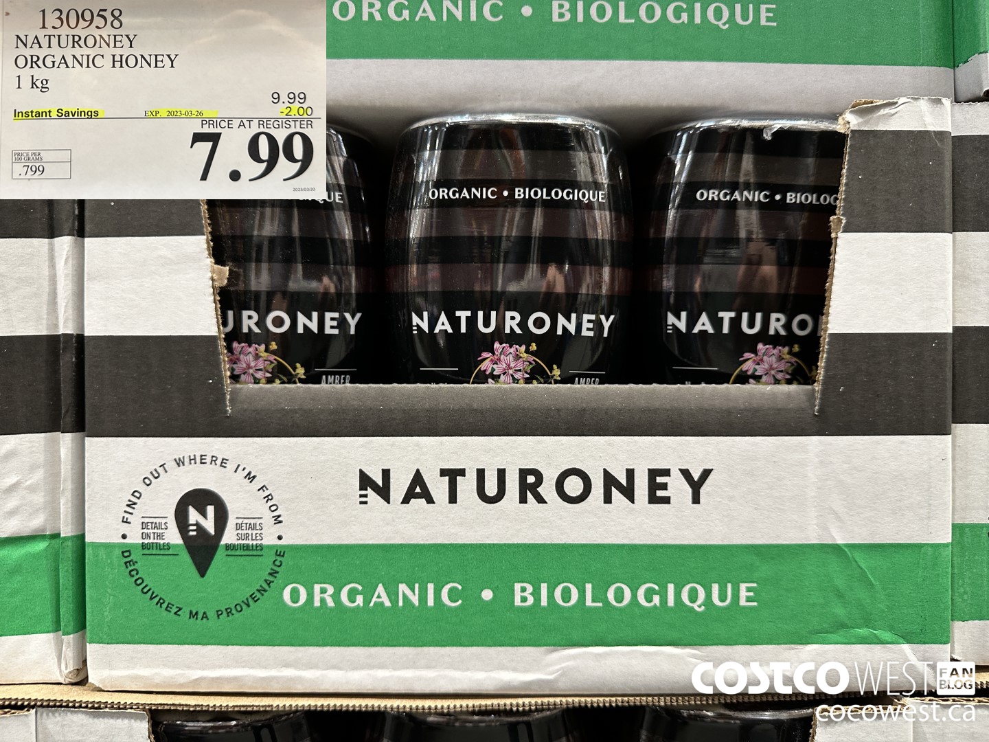 130958 NATURONEY ORGANIC HONEY 1 kg ($2.00 INSTANT SAVINGS EXPIRES ON 2023-03-26) $7.99