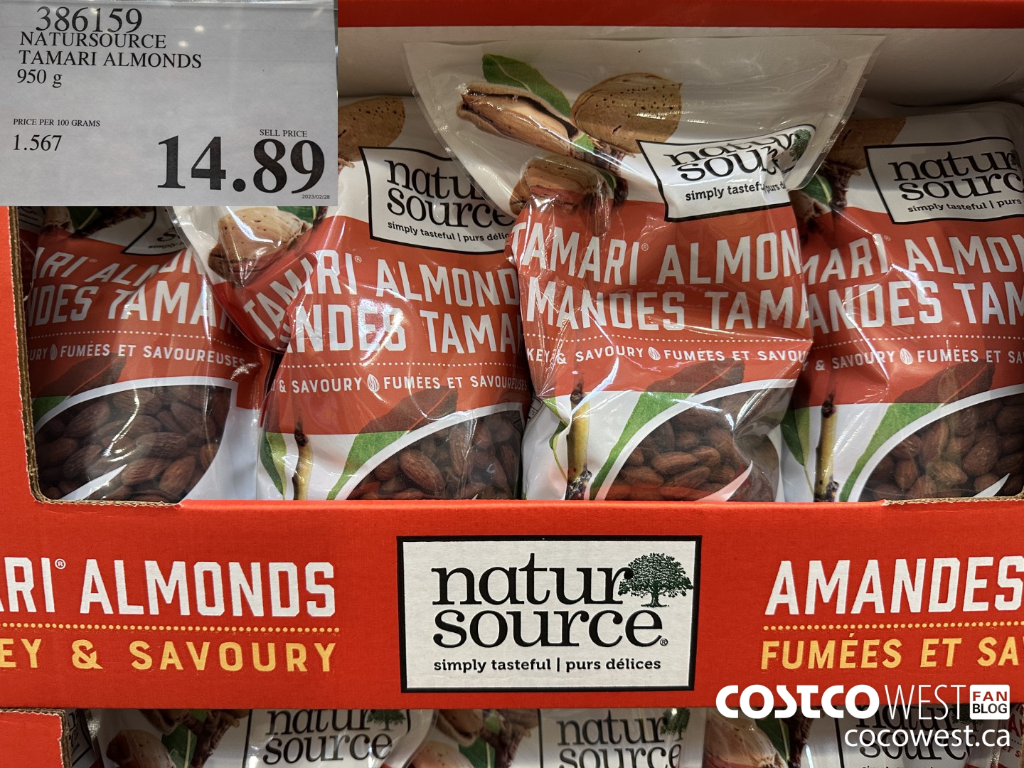 386159 NATURSOURCE TAMARI ALMONDS 950 g $14.89