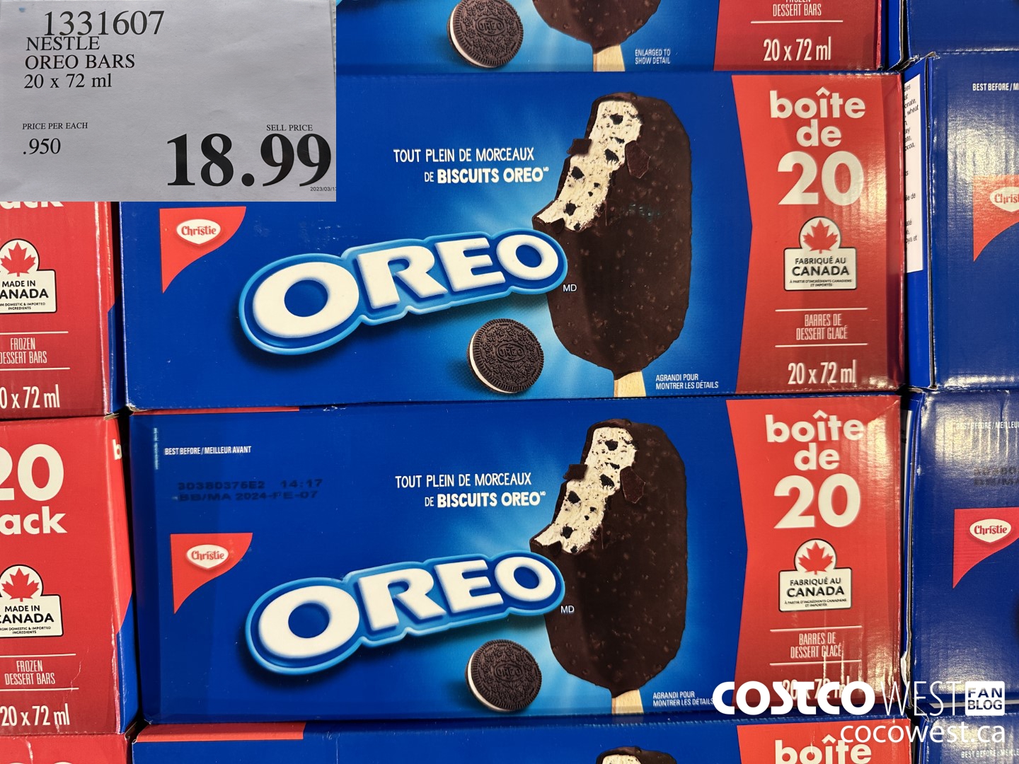 1331607 NESTLE OREO BARS 20 x 72 ml $18.99