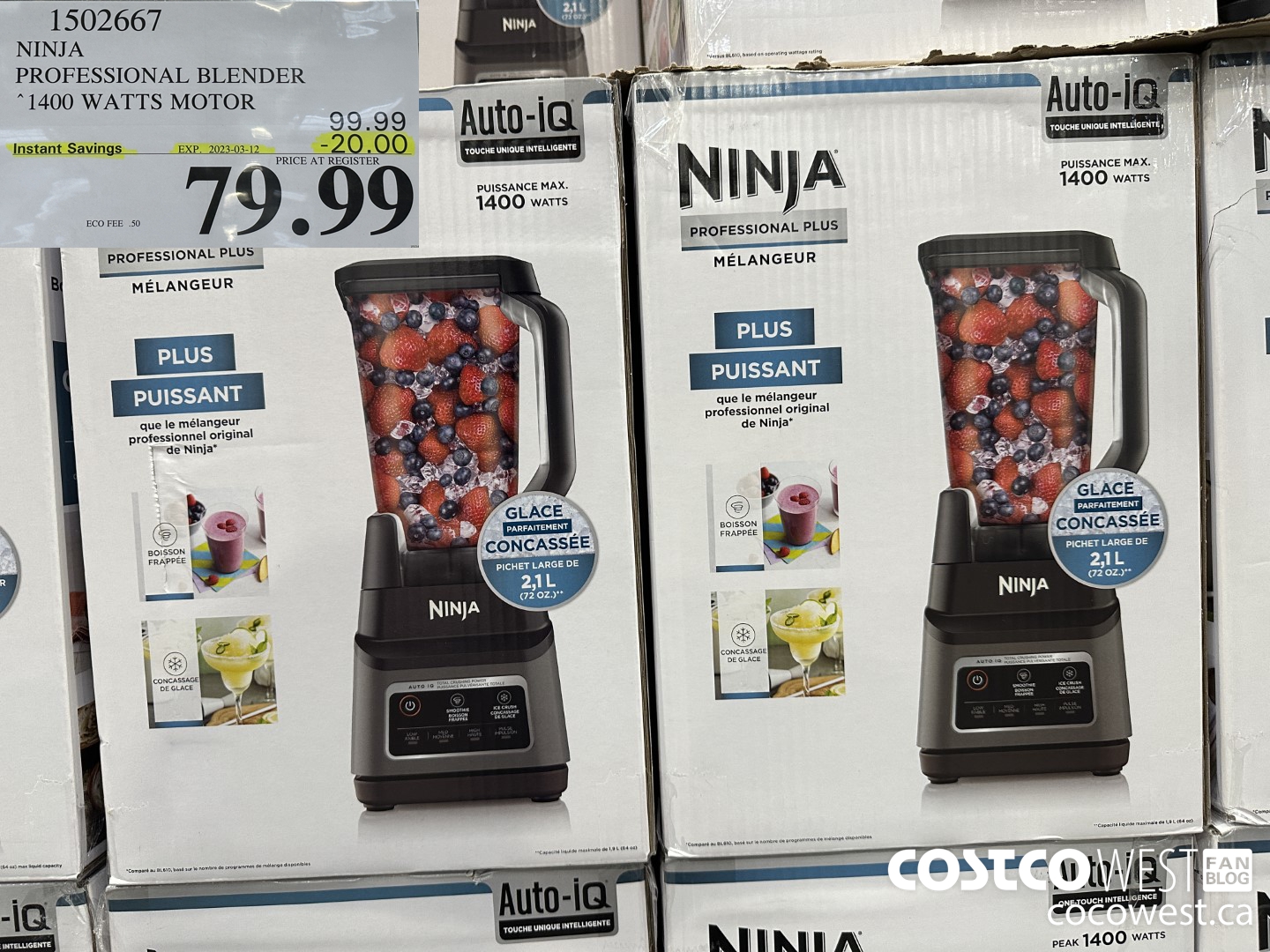 1502667 NINJA PROFESSIONAL BLENDER 1400 WATTS MOTOR ($20.00 INSTANT SAVINGS EXPIRES ON 2023-03-12) $79.99