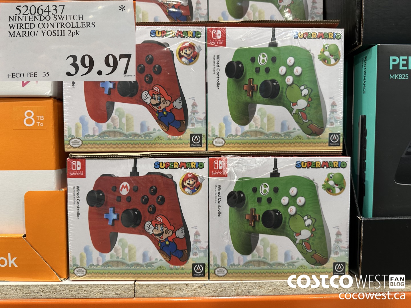 5206437 NINTENDO SWITCH WIRED CONTROLLERS MARIO/YOSHI 2PK $39.97