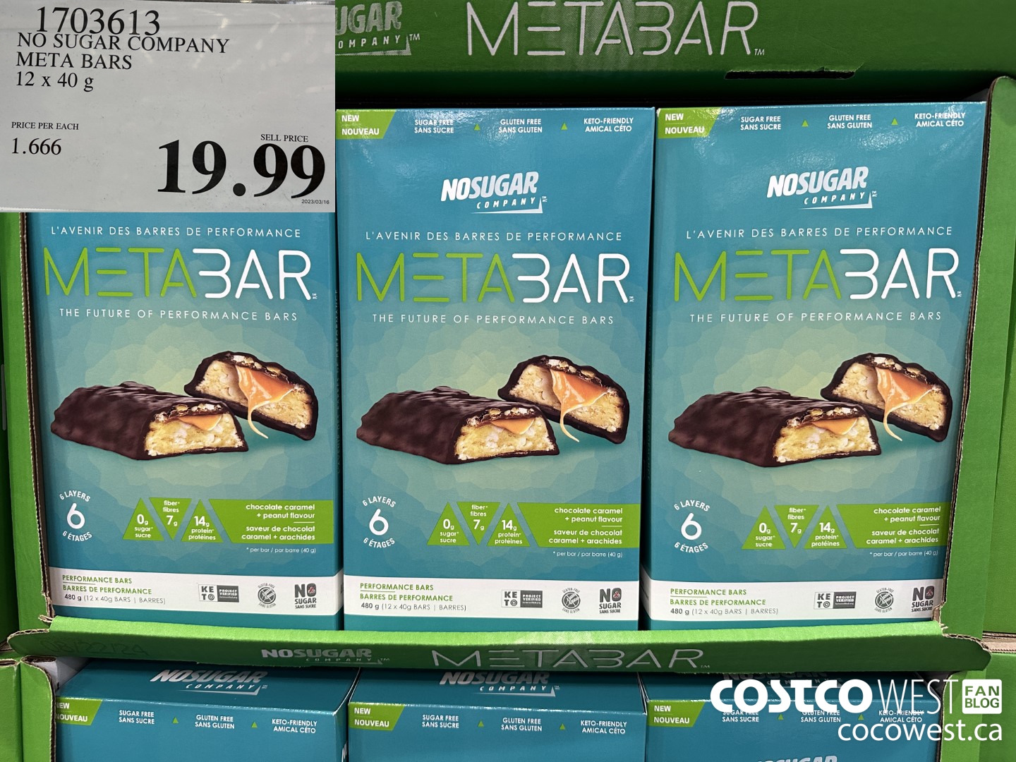 1703613 NO SUGAR COMPANY META BARS 12 x 40g $19.99