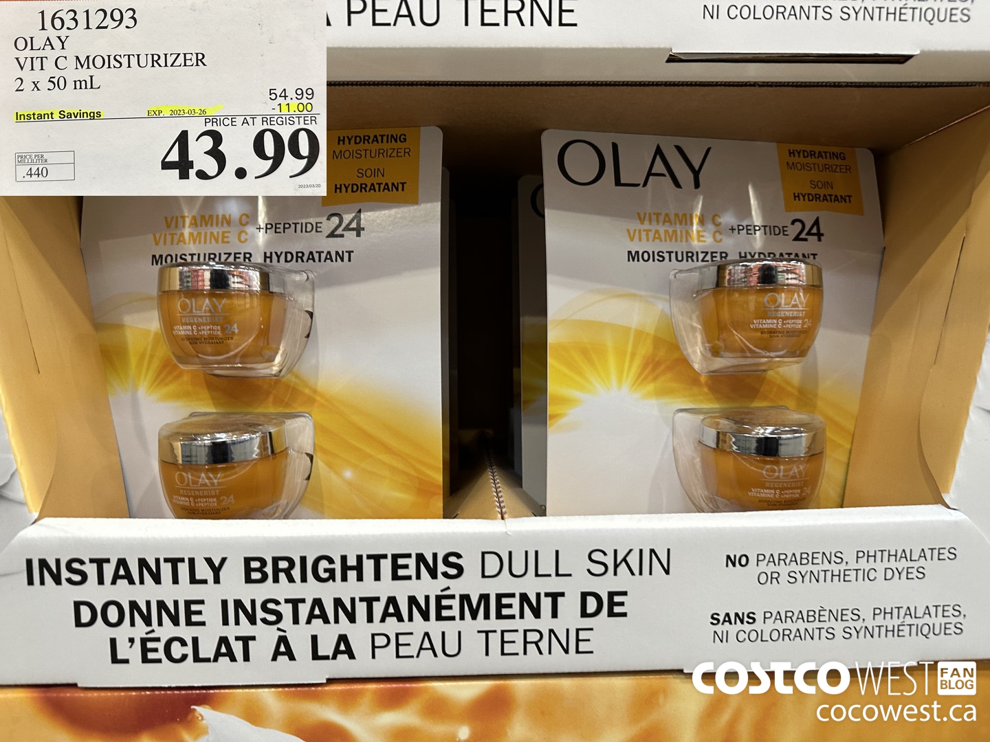 1631293 OLAY VIT C MOISTURIZER 2 x 50 mL  ($11.00 INSTANT SAVINGS EXPIRES ON 2023-03-26) $43.99