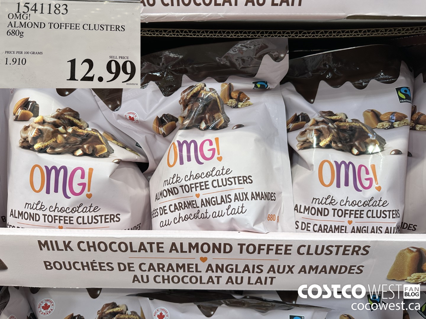 1541183 OMG! ALMOND TOFFEE CLUSTERS 680g  $12.99