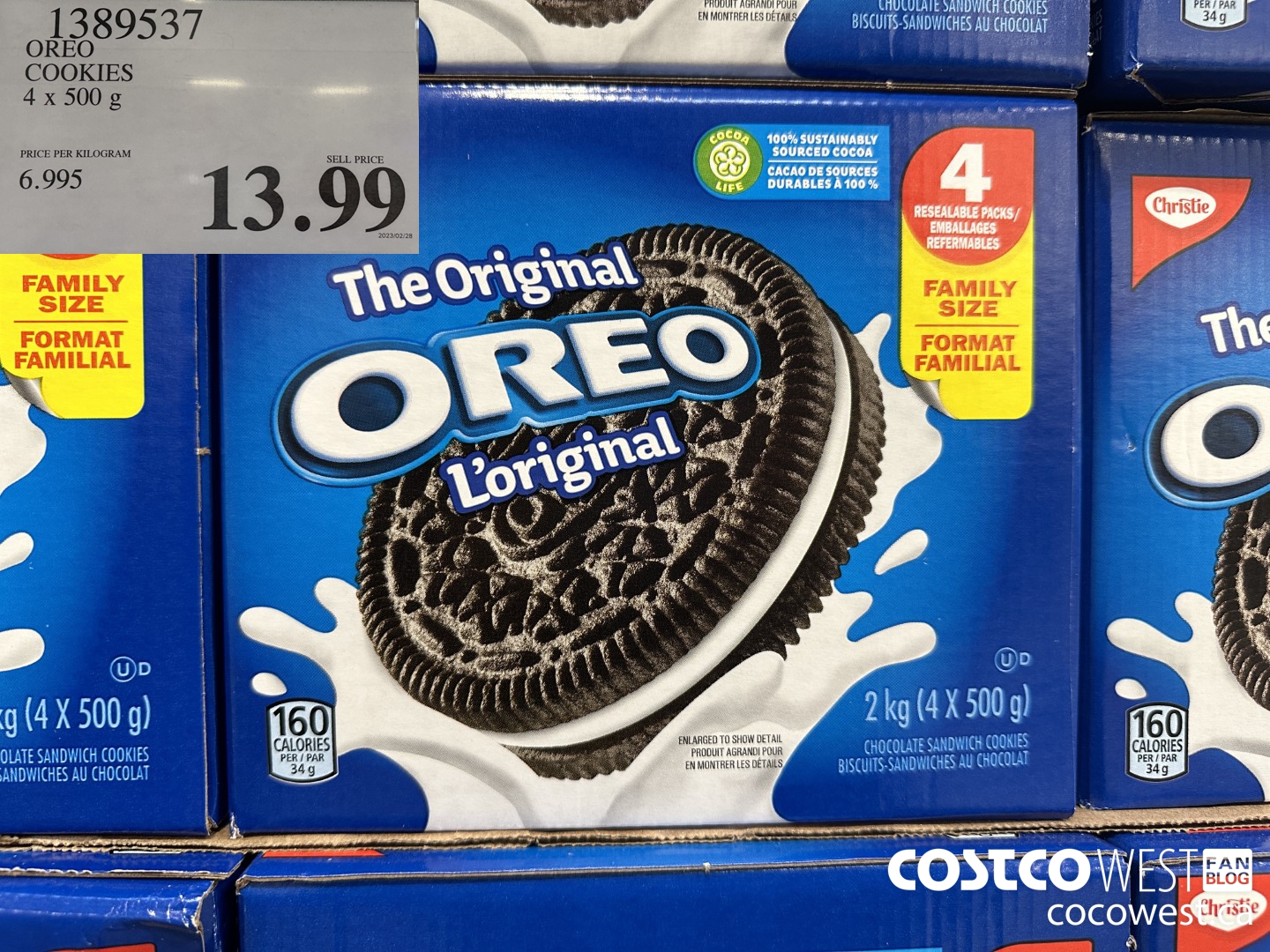 1389537 OREO COOKIES 4 X 500G $13.99