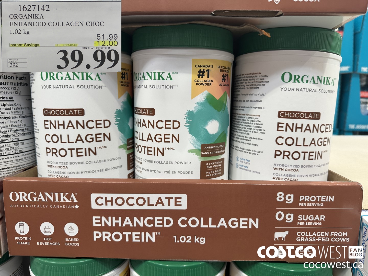 1627142 ORGANIKA ENHANCED COLLAGEN CHOC 1.02 KG ($12.00 INSTANT SAVINGS EXPIRES ON 2023-03-05) $39.99