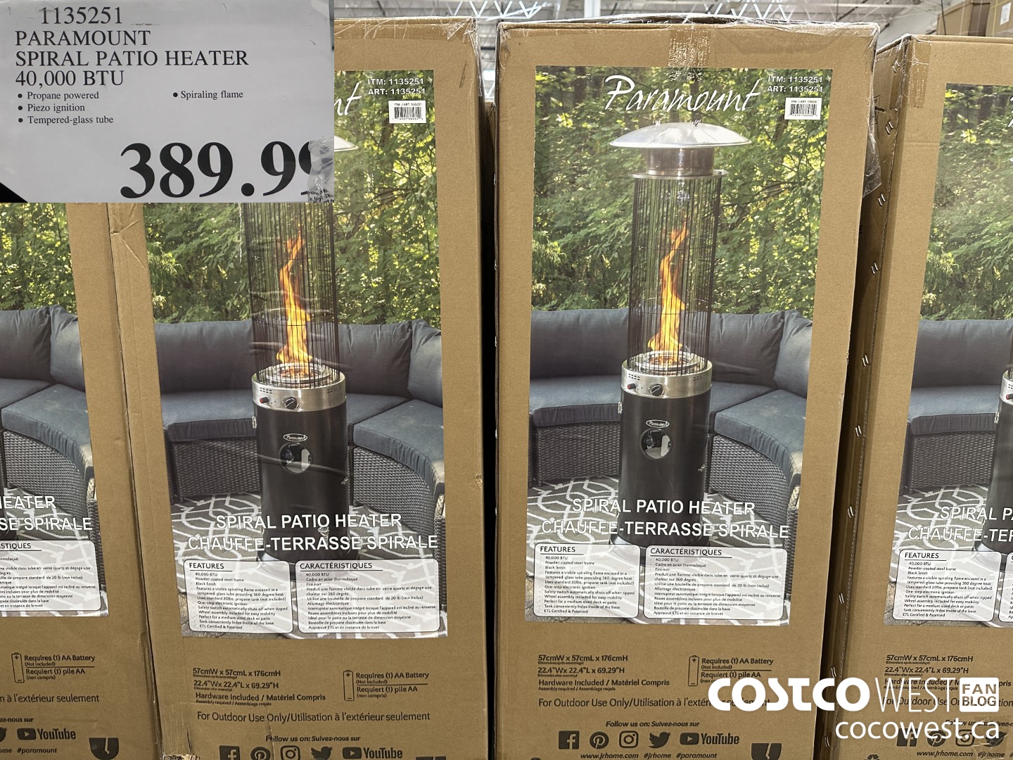 1135251 PARAMOUNT SPIRAL PATIO HEATER 40,000 BTU $389.99