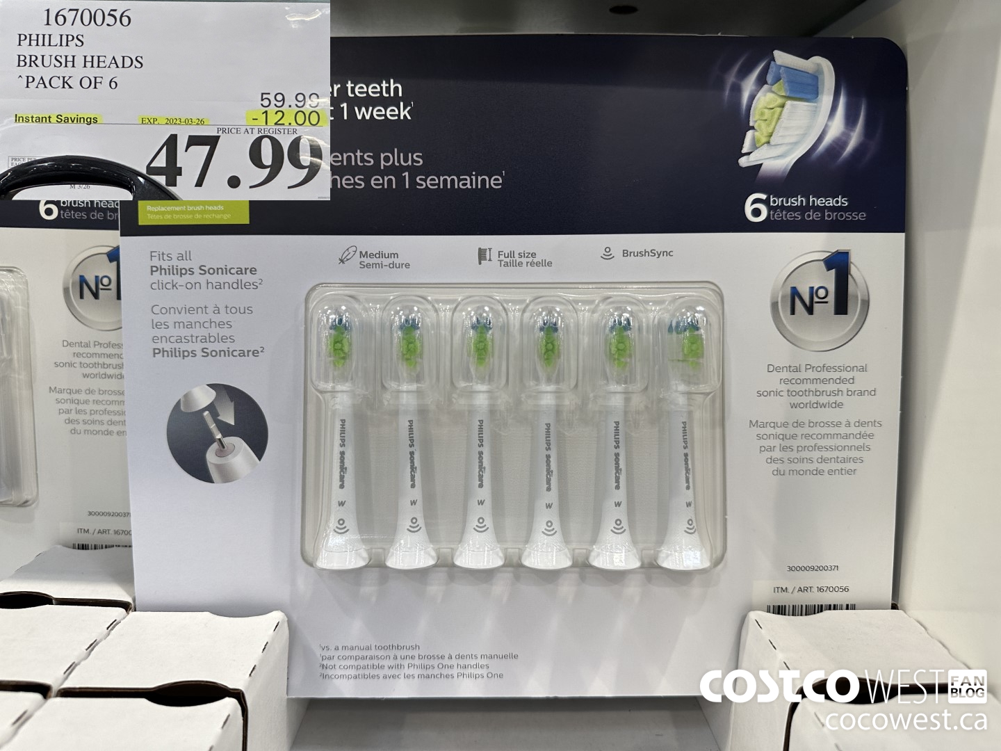 1670056 PHILIPS SONICARE DIAMONDCLEAN BRUSH HEADS 6-PACK ($12.00 INSTANT SAVINGS EXPIRES ON 2023-03-26) $47.99