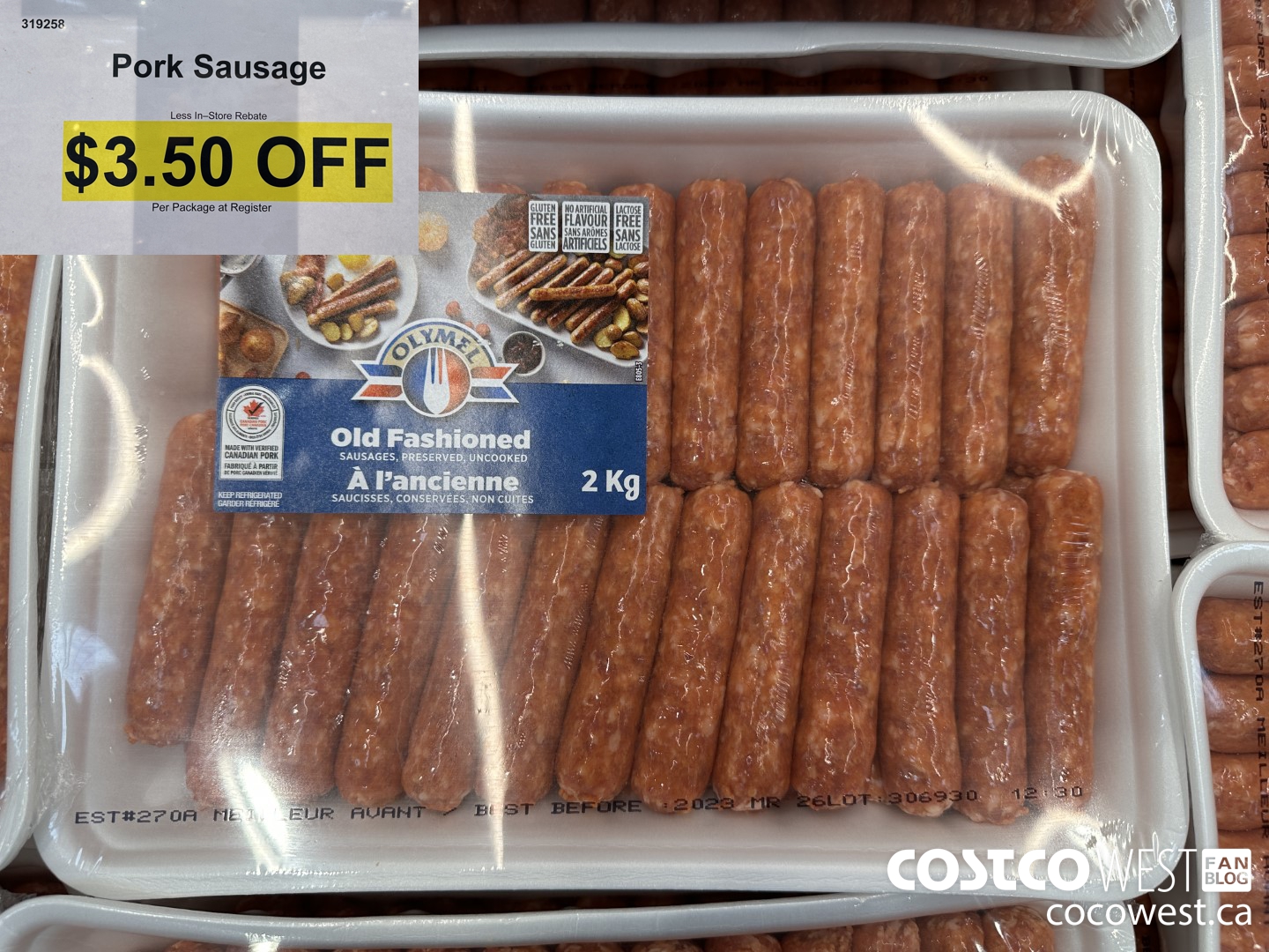 319258 PORK SAUSAGE ($3.50 INSTANT SAVINGS)