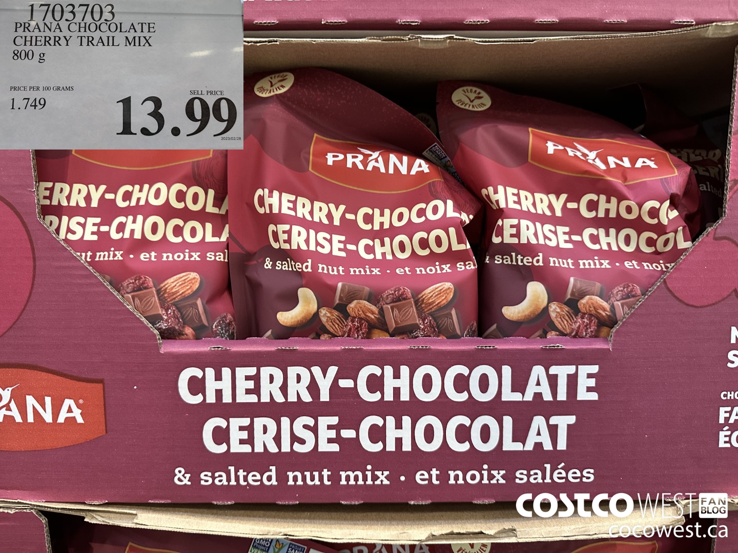 1703703 PRANA CHOCOLATE CHERRY TRAIL MIX 800 g $13.99