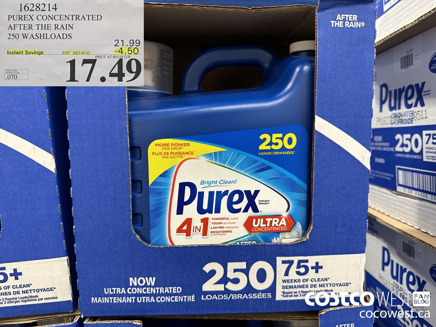 1628214 PUREX CONCENTRATED AFTER THE RAIN 250 WASHLOADS ($4.50 INSTANT SAVINGS EXPIRES ON 2023-04-02) $17.49