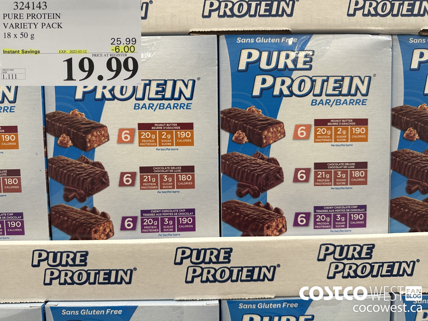 324143 PURE PROTEIN VARIETY PACK 18 X 50G ($6.00 INSTANT SAVINGS EXPIRES ON 2023-03-12) $19.99