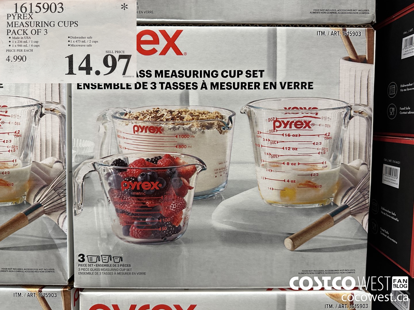 PYREX 3 Piece Glass Measuring Cup Set - Clear NEW IN BOX! # 1615903  AUTHENTIC