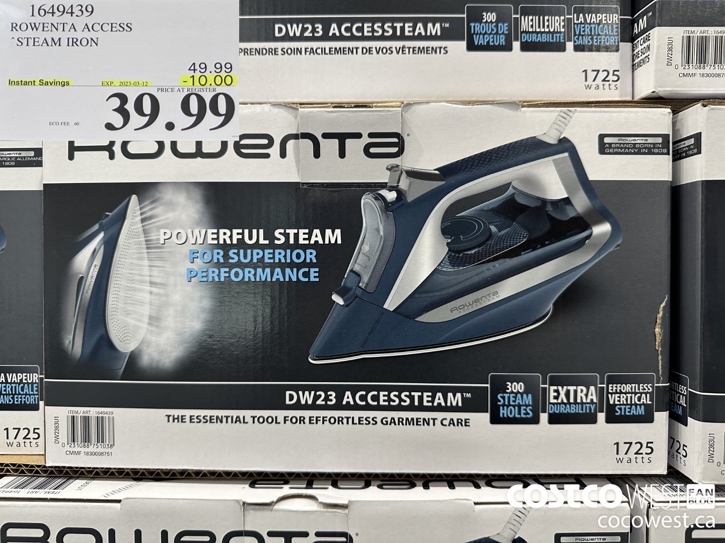 1649439 ROWENTA ACCESS STEAM IRON ($10.00 INSTANT SAVINGS EXPIRES ON 2023-03-12) $39.99