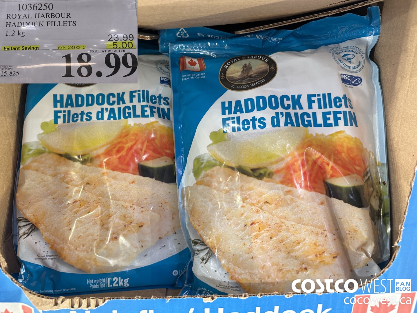 1036250 ROYAL HARBOUR HADDOCK FILLETS 1.2 kg ($5.00 INSTANT SAVINGS EXPIRES ON 2023-03-12) $18.99