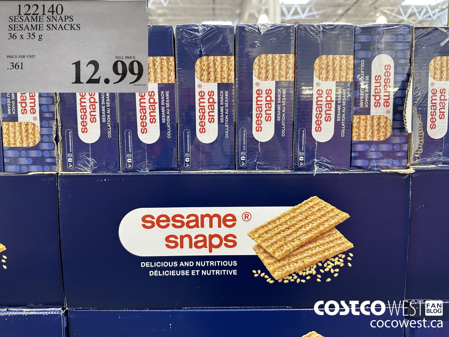 122140 SESAME SNAPS SESAME SNACKS 36 x 35 g $12.99