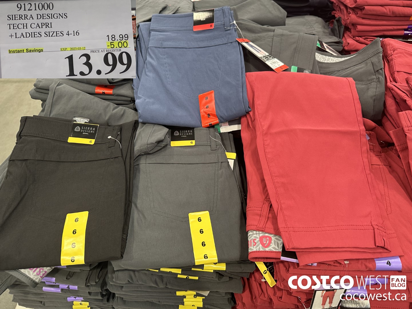 9121000 SIERRA DESIGNS TECH CAPRI LADIES SIZES 4-16 ($5.00 INSTANT SAVINGS EXPIRES ON 2023-03-12) $13.99