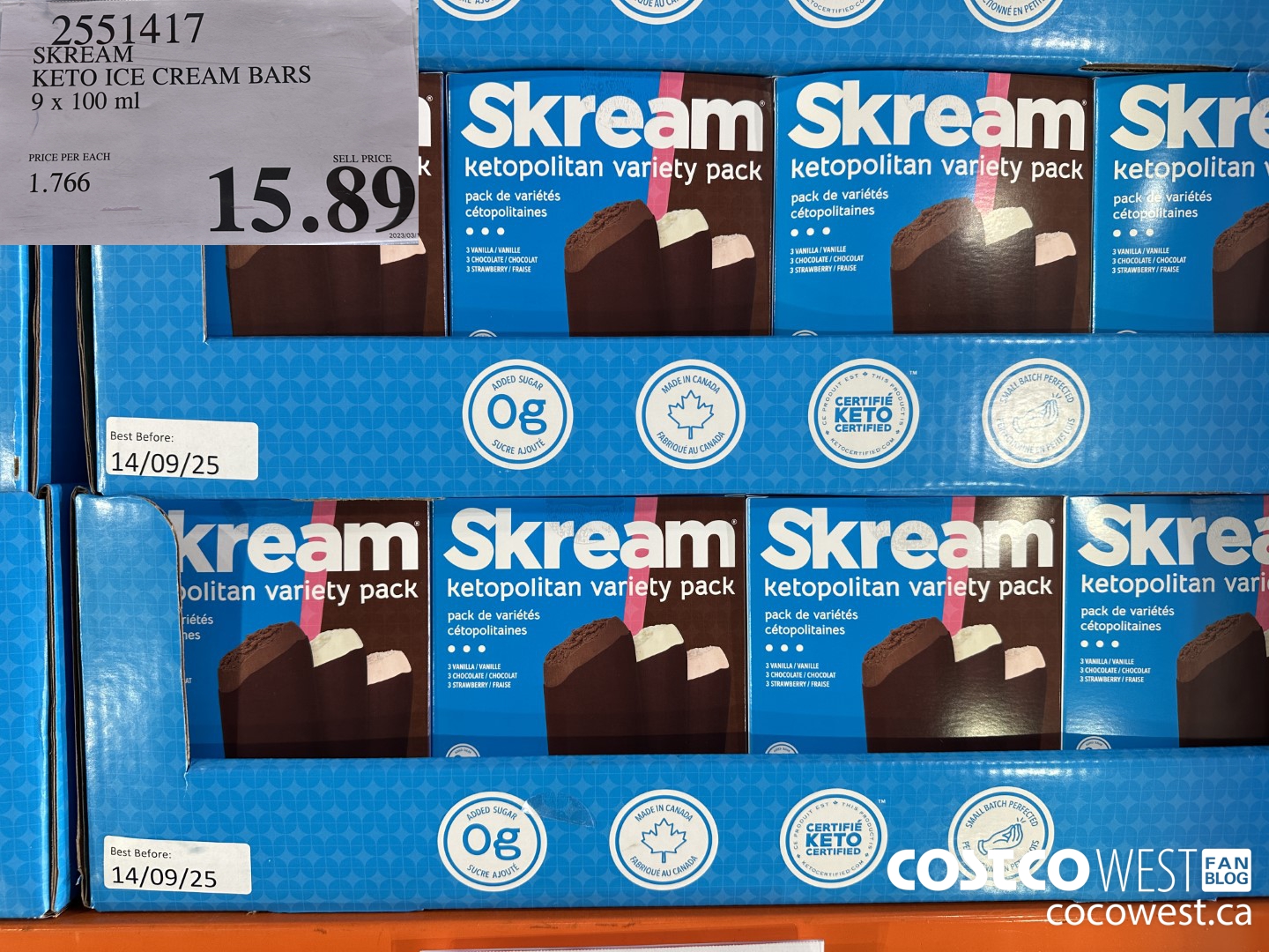 2551417 SKREAM KETO ICE CREAM BARS 9 x 100 ml $15.89