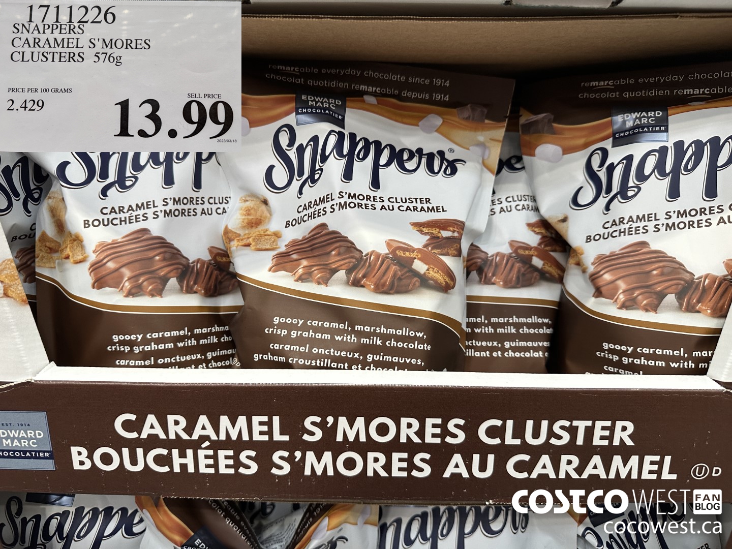 1711226 SNAPPERS CARAMEL S'MORES CLUSTERS 576g $13.99