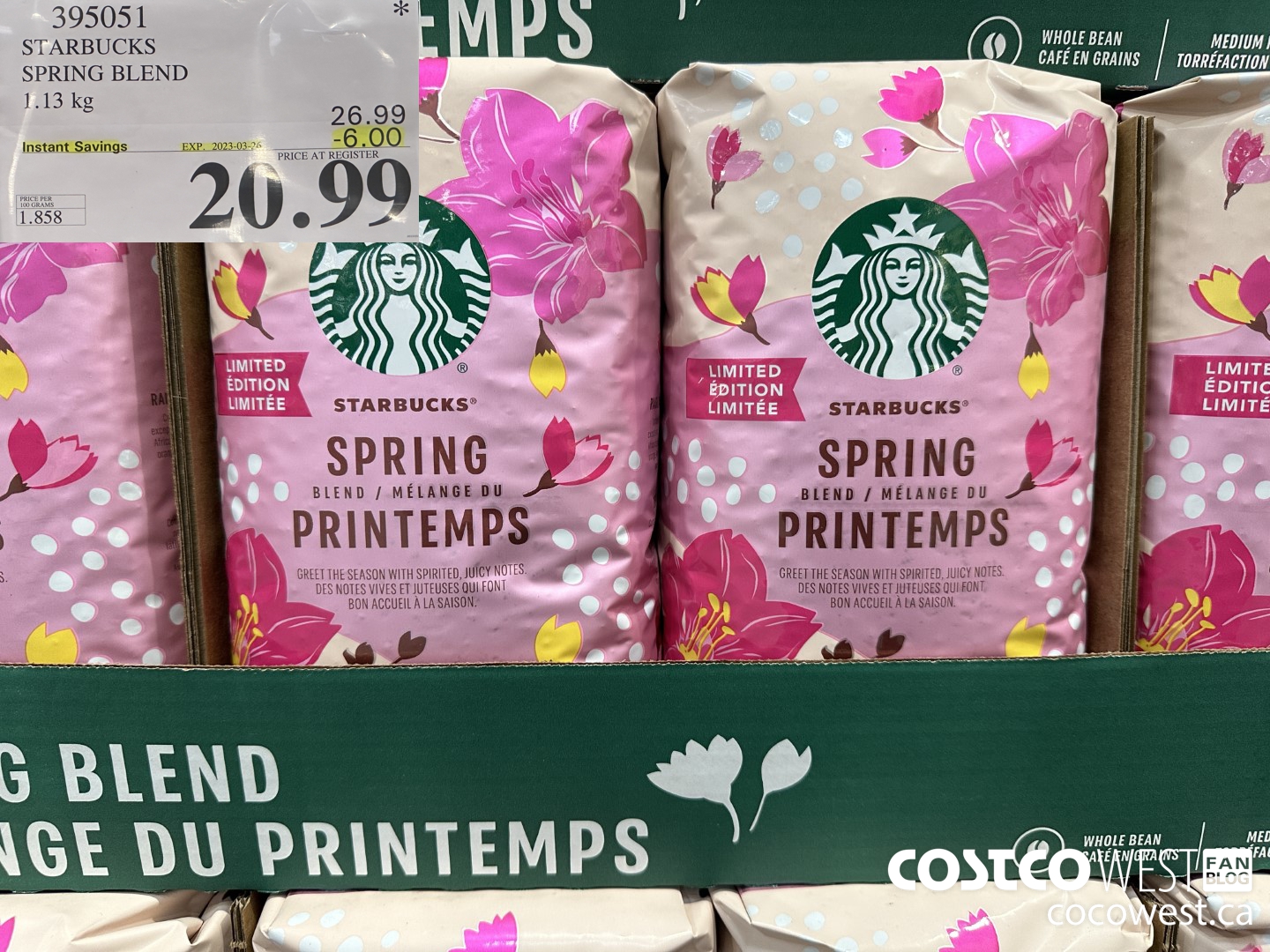 395051 STARBUCKS SPRING BLEND 1.13 kg ($6.00 INSTANT SAVINGS EXPIRES ON 2023-03-26) $20.99