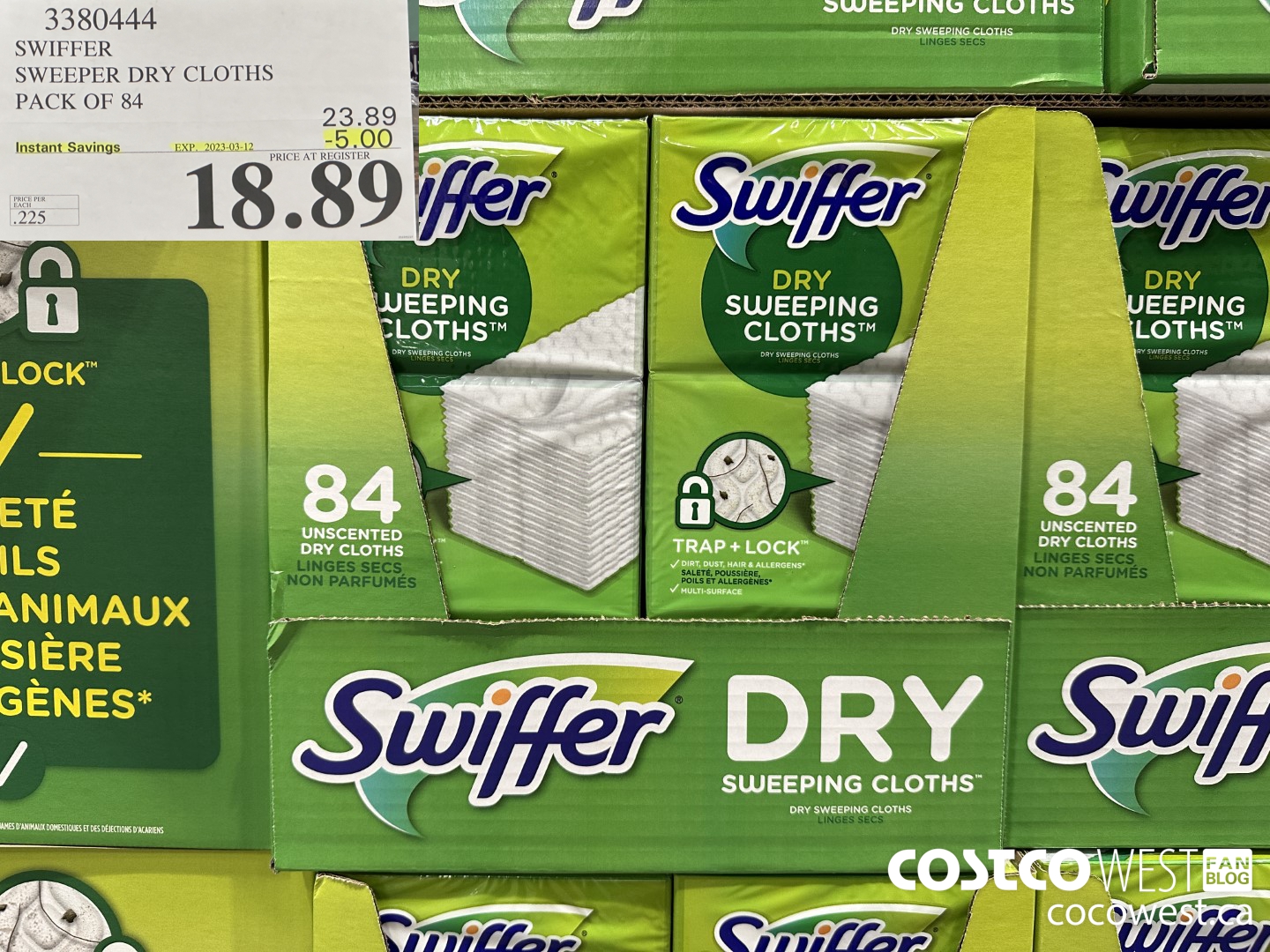 3380444 SWIFFER SWEEPER DRY CLOTHS PACK OF 84 ($5.00 INSTANT SAVINGS EXPIRES ON 2023-03-12) $18.89