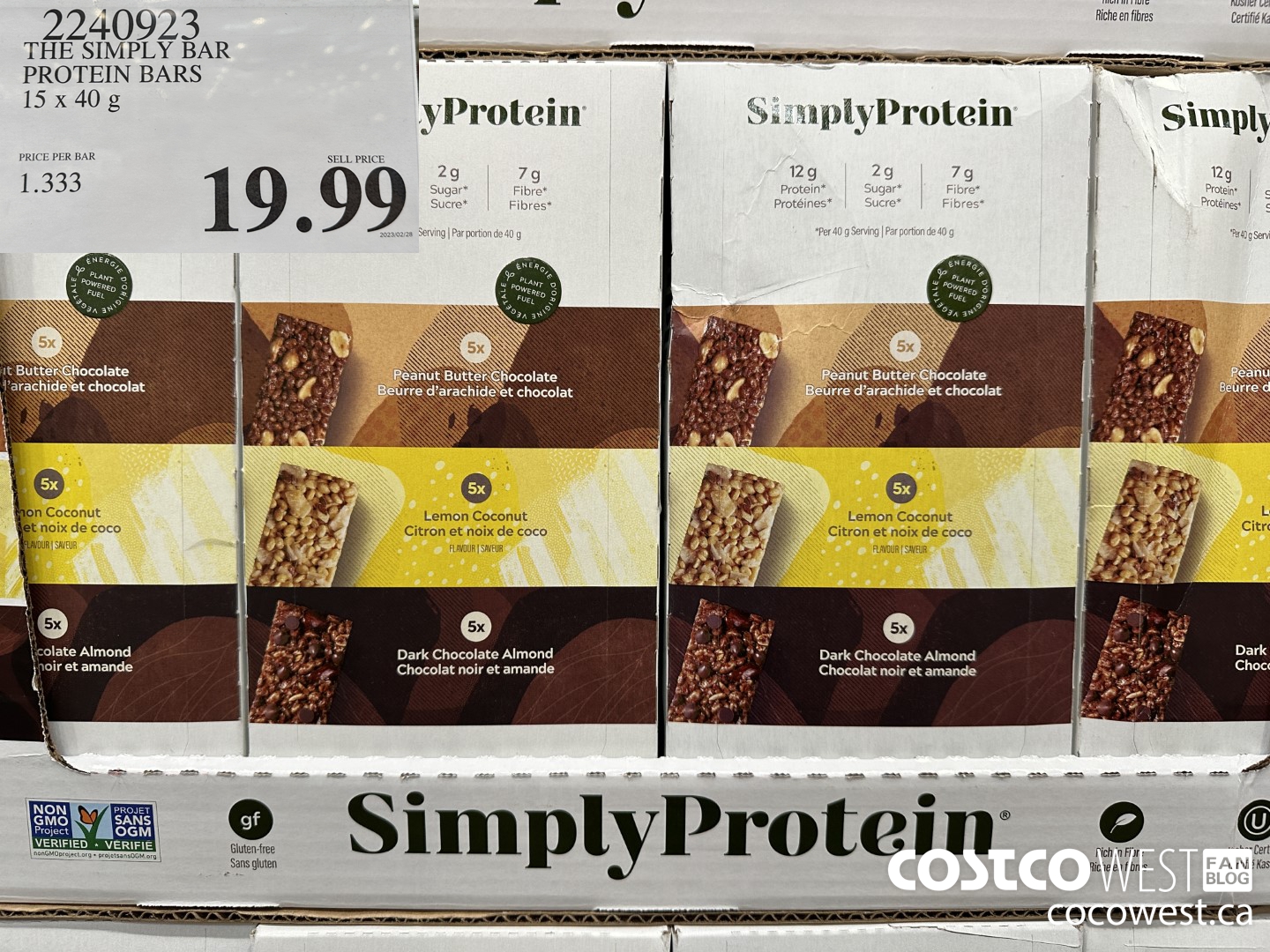 2240923 THE SIMPLY BAR PROTEIN BARS 15 x 40 g $19.99