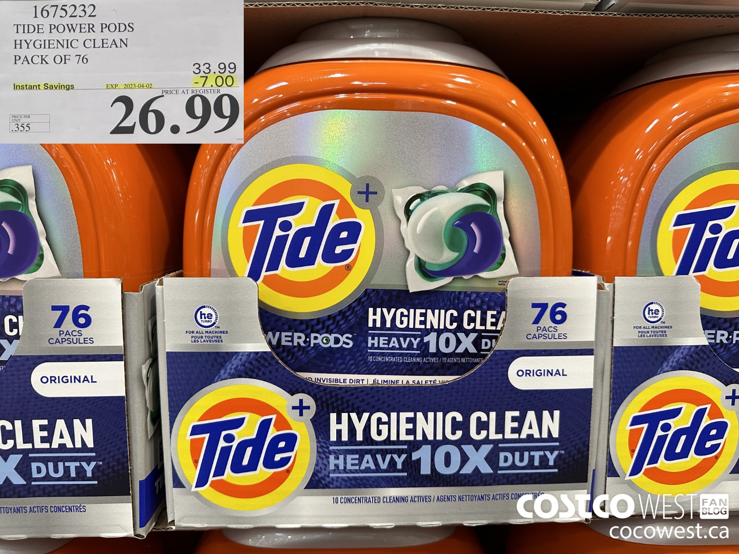 1675232 TIDE POWER PODS HYGIENIC CLEAN PACK OF 76 ($7.00 INSTANT SAVINGS EXPIRES ON 2023-04-02) $26.99