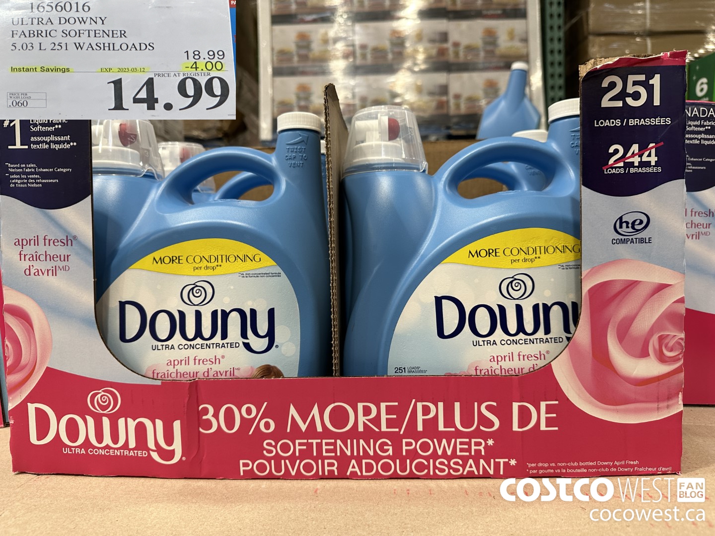 1656016 ULTRA DOWNY FABRIC SOFTENER 5.03 L 251 WASHLOADS ($4.00 INSTANT SAVINGS EXPIRES ON 2023-03-12) $14.99