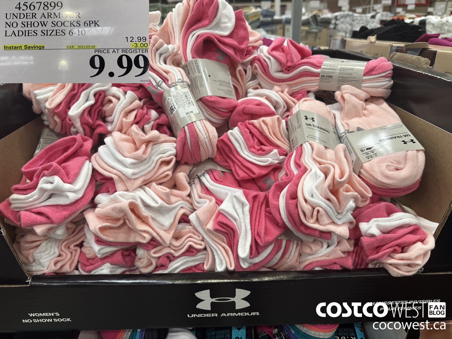 4567899 UNDER ARMOUR NO SHOW SOCKS 6PK LADIES SIZES 6-10 ($3.00 INSTANT SAVINGS EXPIRES ON 2023-03-05) $9.99
