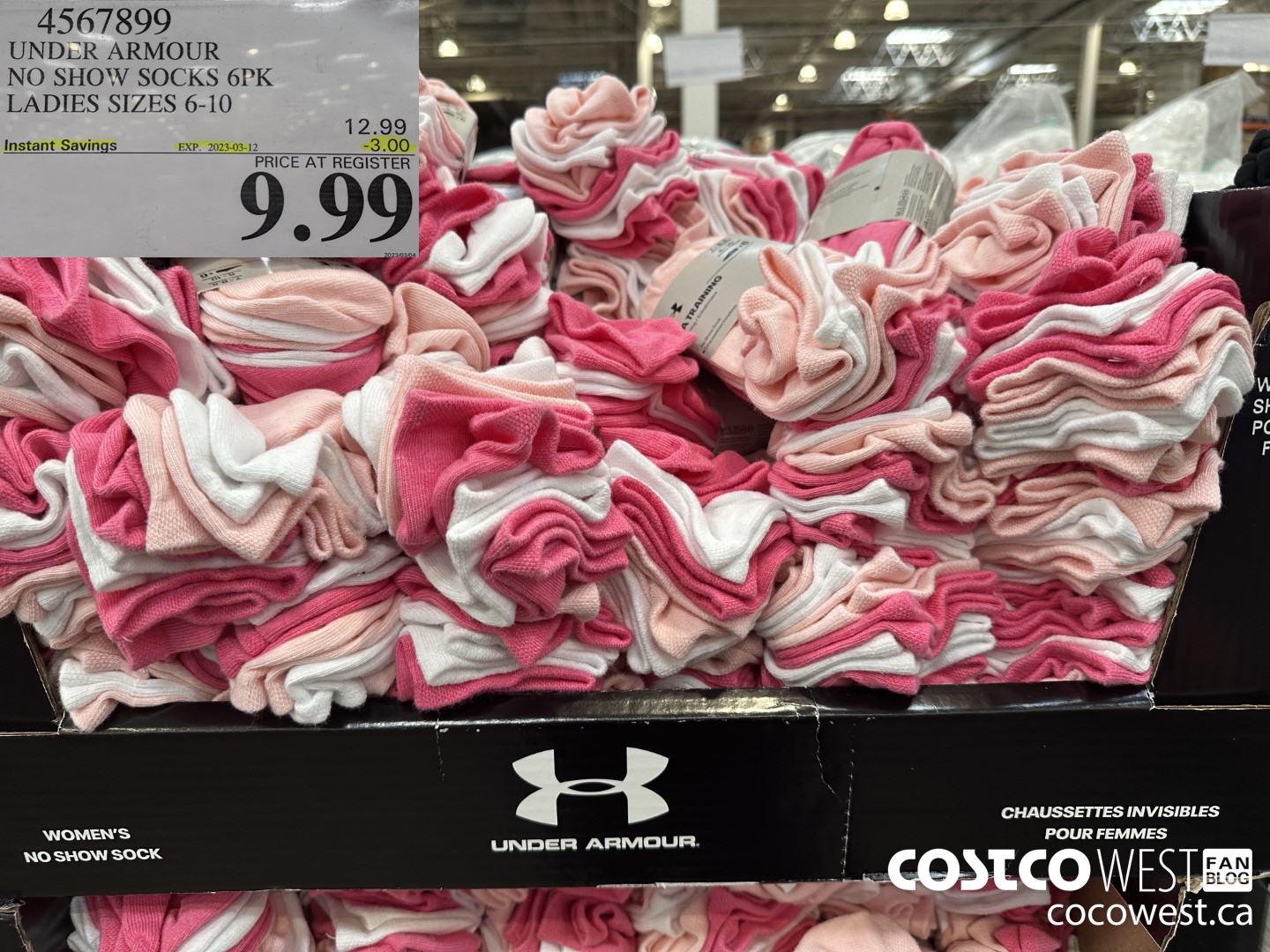 4567899 UNDER ARMOUR NO SHOW SOCKS 6PK LADIES SIZES 6-10 ($3.00 INSTANT SAVINGS EXPIRES ON 2023-03-12) $9.99