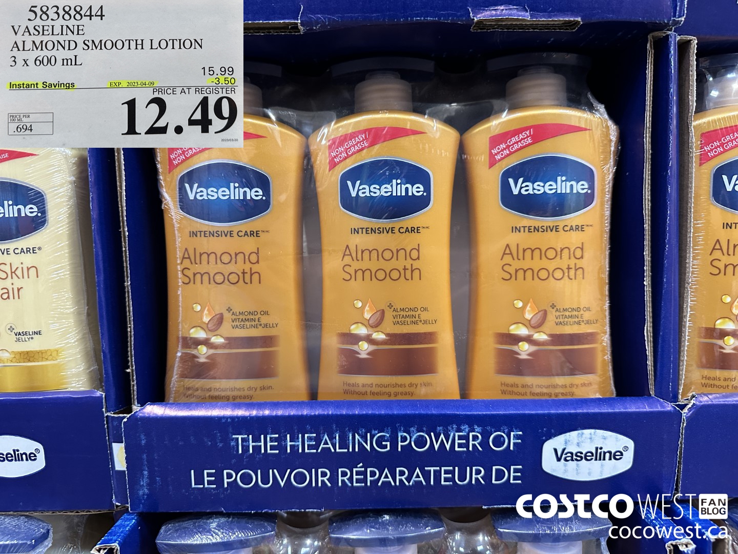 5838844 VASELINE ALMOND SMOOTH LOTION 3 X 600 ML ($3.50 INSTANT SAVINGS EXPIRES ON 2023-04-09) $12.49