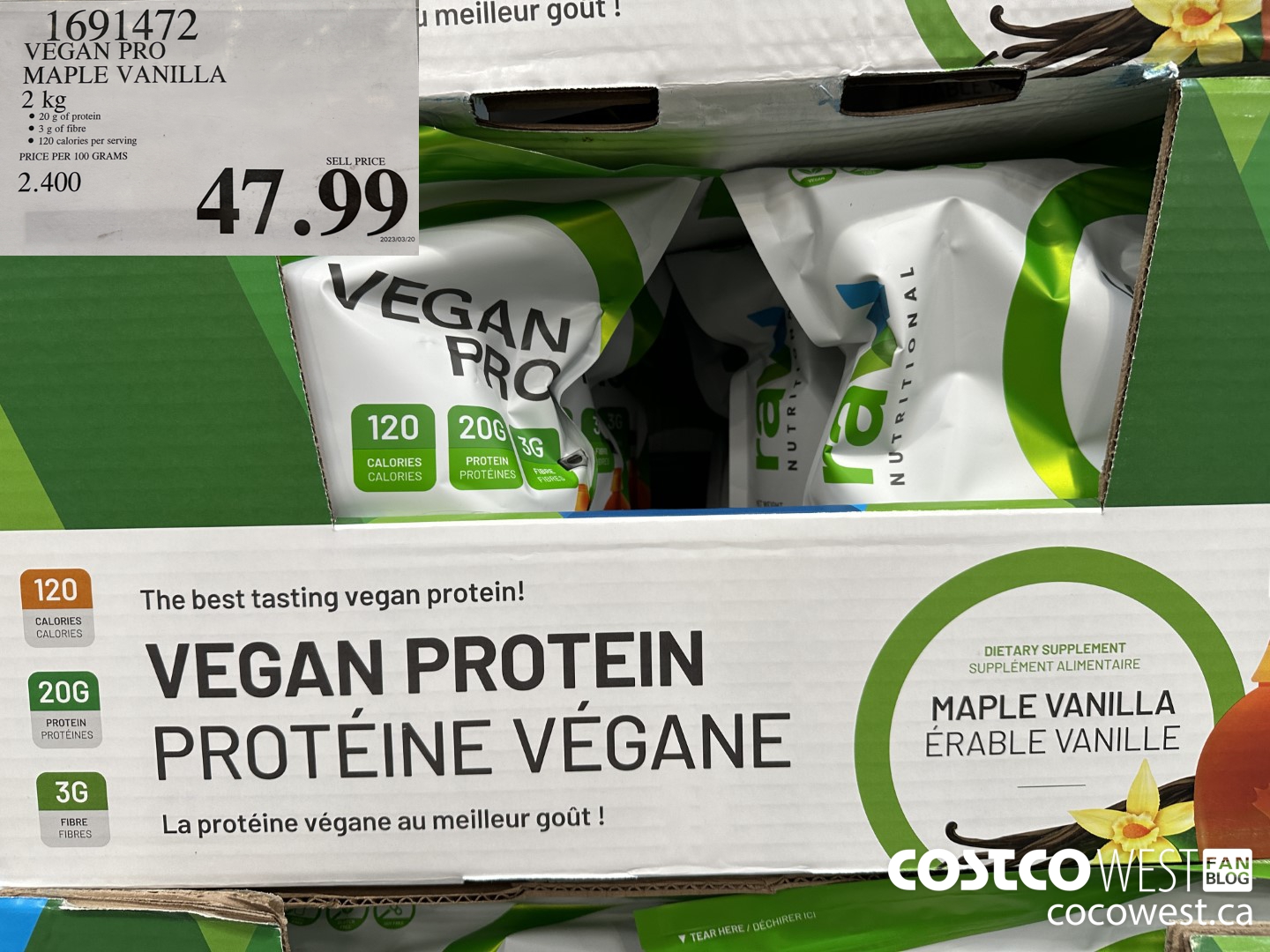 1691472 VEGAN PRO MAPLE VANILLA 2 KG $47.99