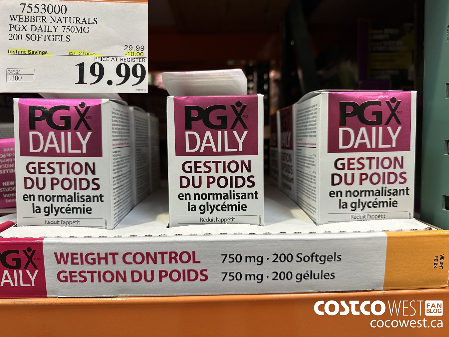 7553000 WEBBER NATURALS PGX DAILY 750MG 200 SOFTGELS ($10.00 INSTANT SAVINGS EXPIRES ON 2023-03-26) $19.99