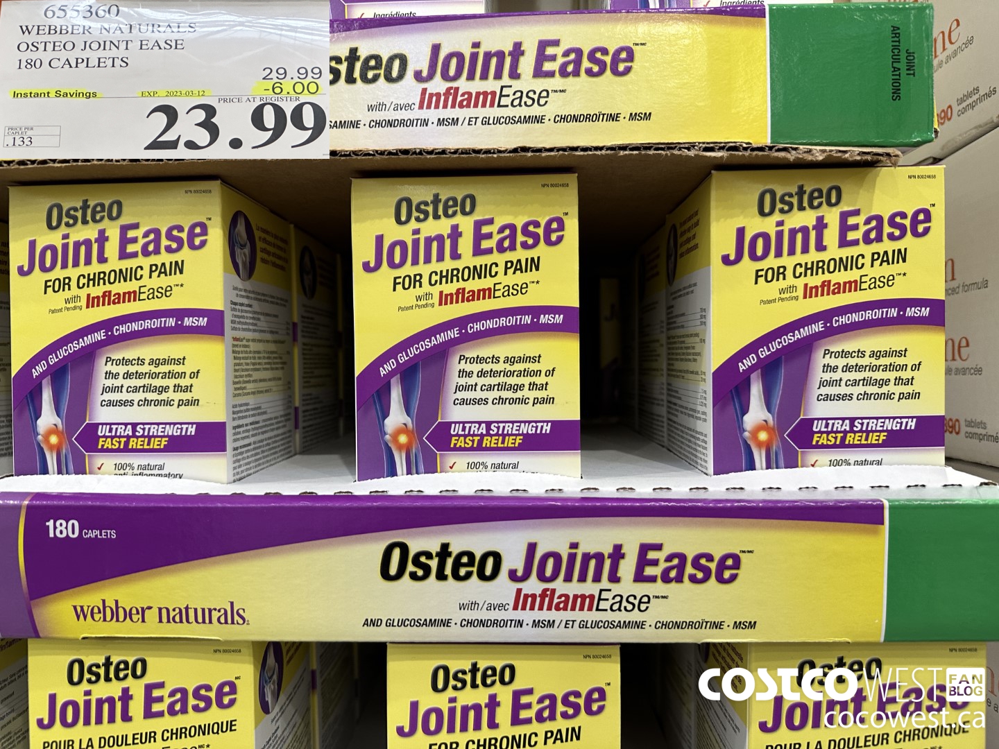 655360 WEBBER NAURALS OSTEO JOINT EASE 180 CAPLETS ($6.00 INSTANT SAVINGS EXPIRES ON 2023-03-12) $23.99