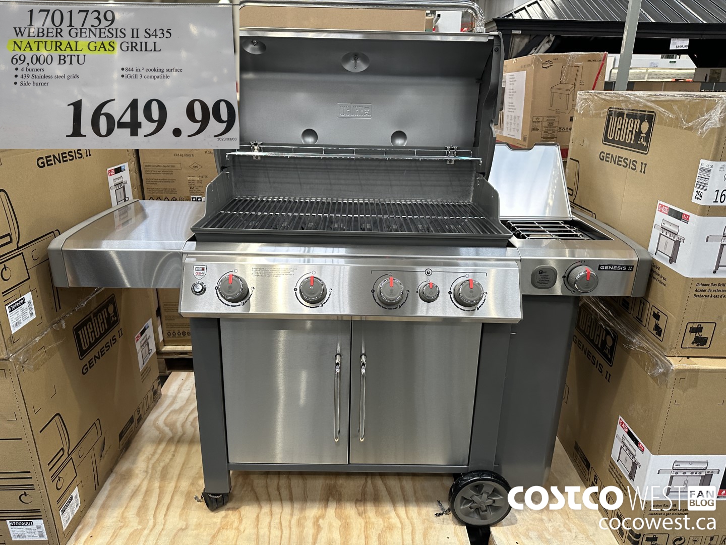 1701739 WEBER GENESIS II S435 NATURAL GAS GRILL 69,000 BTU $1649.99
