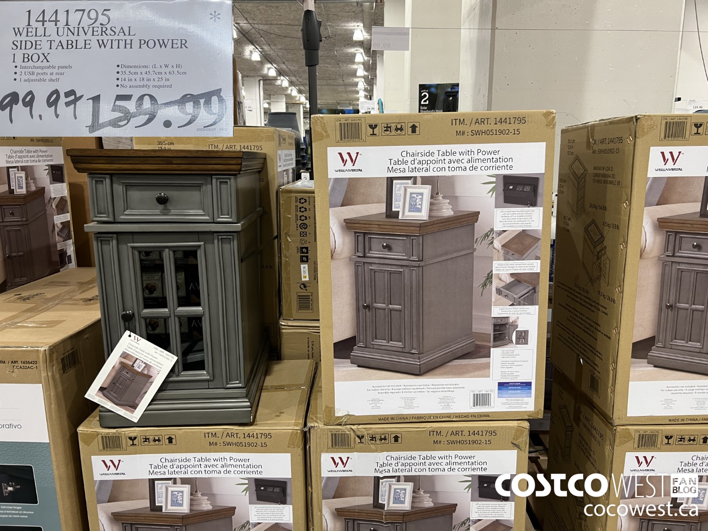 1441795 WELL UNIVERSAL SIDE TABLE WITH POWER $99.97